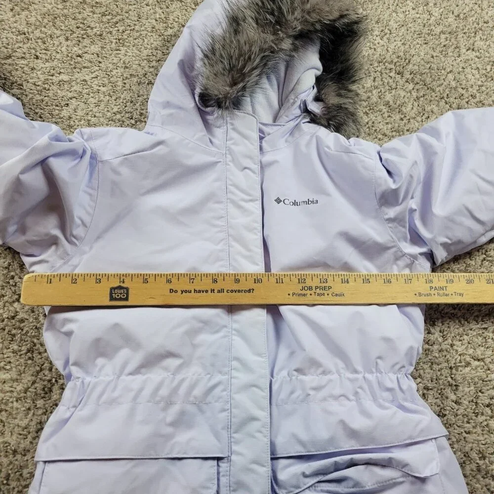 Columbia Nordic Strider II Jacket Girls Large Snowdrift Full Zip Hooded Faux Fur